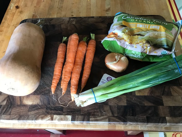 Butternut Squash, carrot and corn soup Ingredients
